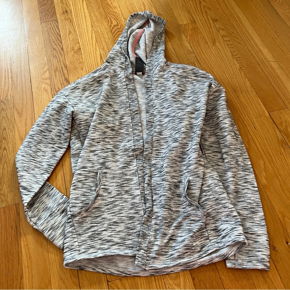 Champion C9 Marbled Gray Hooded Sweatshirt Cardigan.  Ladies 10-12.